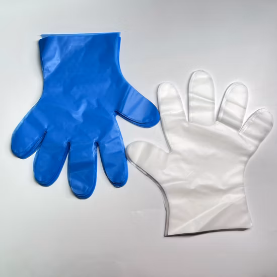 Lebensmittelservice-Prozess Küche Haushalt Klare Poly-Polyethylen-transparente Einweg-Handhandschuhe aus PE-Kunststoff